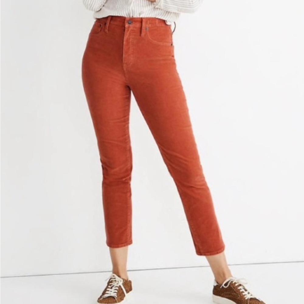 Madewell Burnt Orange High Rise Skinny Corduroy Pants